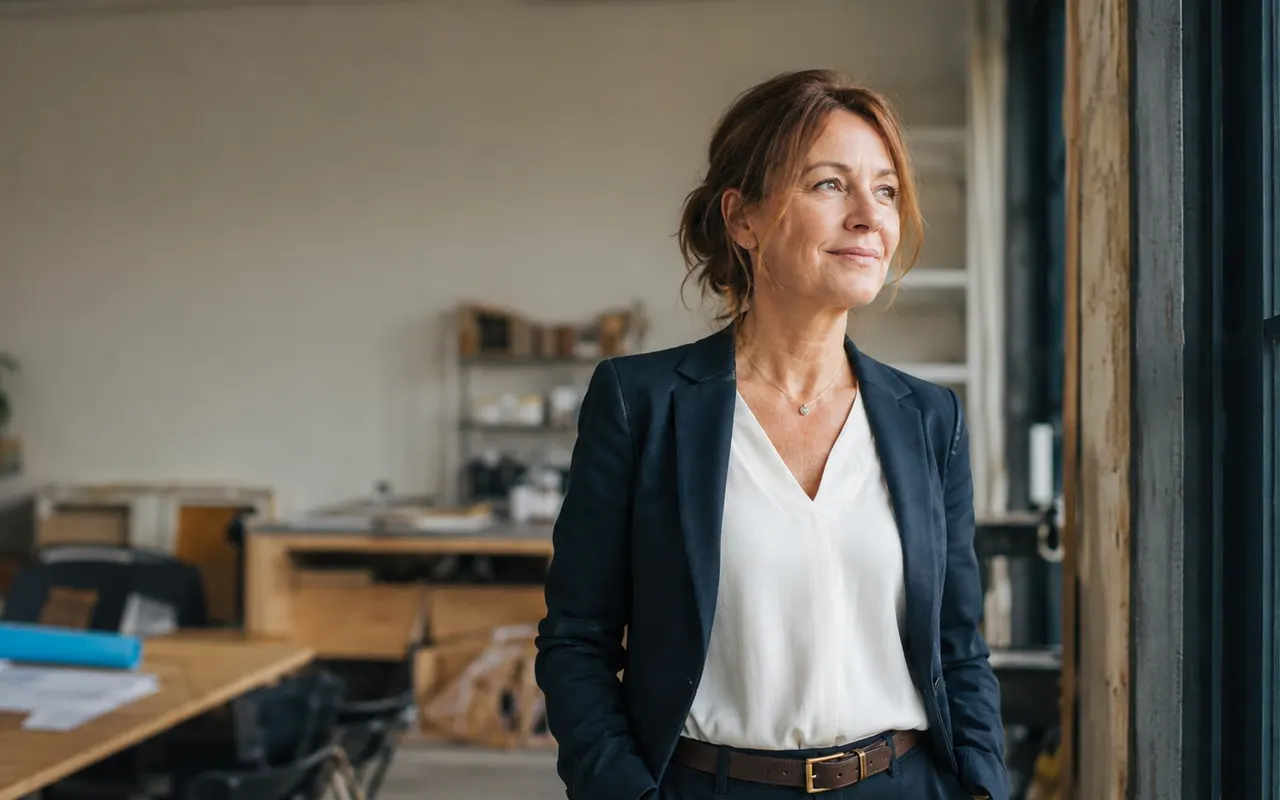 Une dirigeante dans son atelier, prête à être recommandée